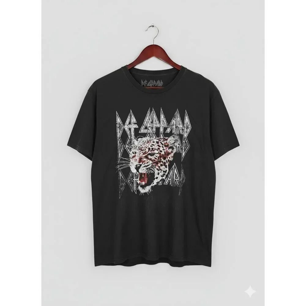 Def Leppard Animal Men’s Black Graphic Tee Shirt T-Shirt 2XL XXL